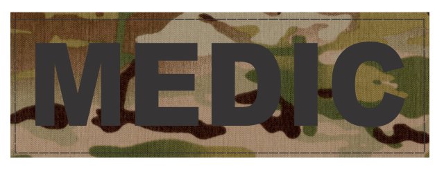 MEDIC Patch - 6x2 - Black Lettering - Multicam Backing - Hook Fabric - Click for larger image MEDIC Patch - 6x2 - Black Lettering - Multicam Backing - Hook Fabric