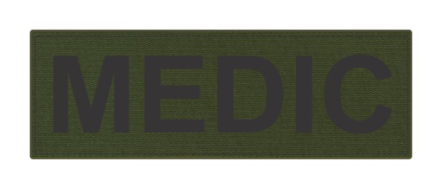 MEDIC Patch - 6x2 - Black Lettering - OD Backing - Hook Fabric - Click for larger image MEDIC Patch - 6x2 - Black Lettering - OD Backing - Hook Fabric
