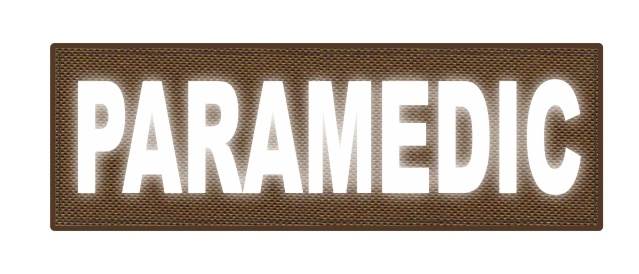 PARAMEDIC ID Patch - 6x2 - Reflective White Lettering - Coyote Backing - Hook Fabric - Click for larger image PARAMEDIC ID Patch - 6x2 - Reflective White Lettering - Coyote Backing - Hook Fabric