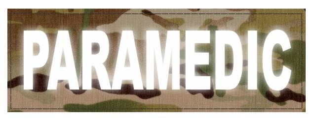 PARAMEDIC ID Patch - 6x2 - Reflective White Lettering - Multicam Backing - Hook Fabric - Click for larger image PARAMEDIC ID Patch - 6x2 - Reflective White Lettering - Multicam Backing - Hook Fabric