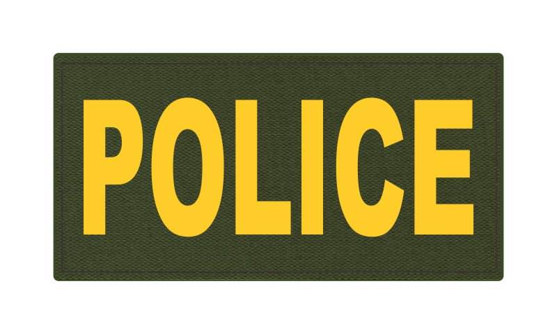POLICE ID Patch - 4x2 - Gold Lettering - OD Green Backing - Hook Fabric - Click for larger image POLICE ID Patch - 4x2 - Gold Lettering - OD Green Backing - Hook Fabric