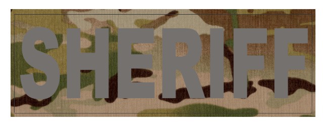 SHERIFF ID Patch - 8.5x3.0 - Gray Lettering - Multicam Backing - Hook Fabric - Click for larger image SHERIFF ID Patch - 8.5x3.0 - Gray Lettering - Multicam Backing - Hook Fabric