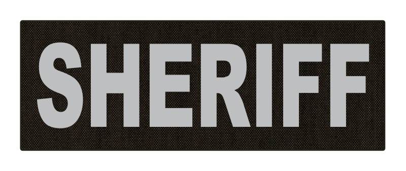 SHERIFF ID Patch - 8.5x3.0 - Gray Lettering - Ranger Green Backing - Hook Fabric - Click for larger image SHERIFF ID Patch - 8.5x3.0 - Gray Lettering - Ranger Green Backing - Hook Fabric