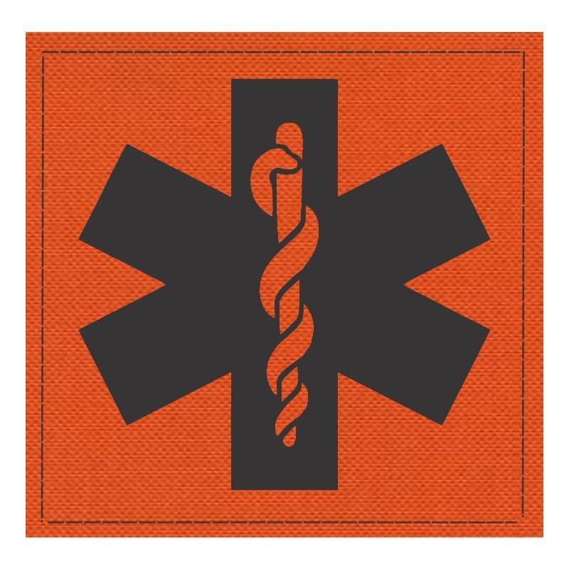 Star of Life Medical Patch 4x4 - Black Image - Orange Backing - Hook Fabric - Click for larger image Star of Life Medical Patch 4x4 - Black Image - Orange Backing - Hook Fabric