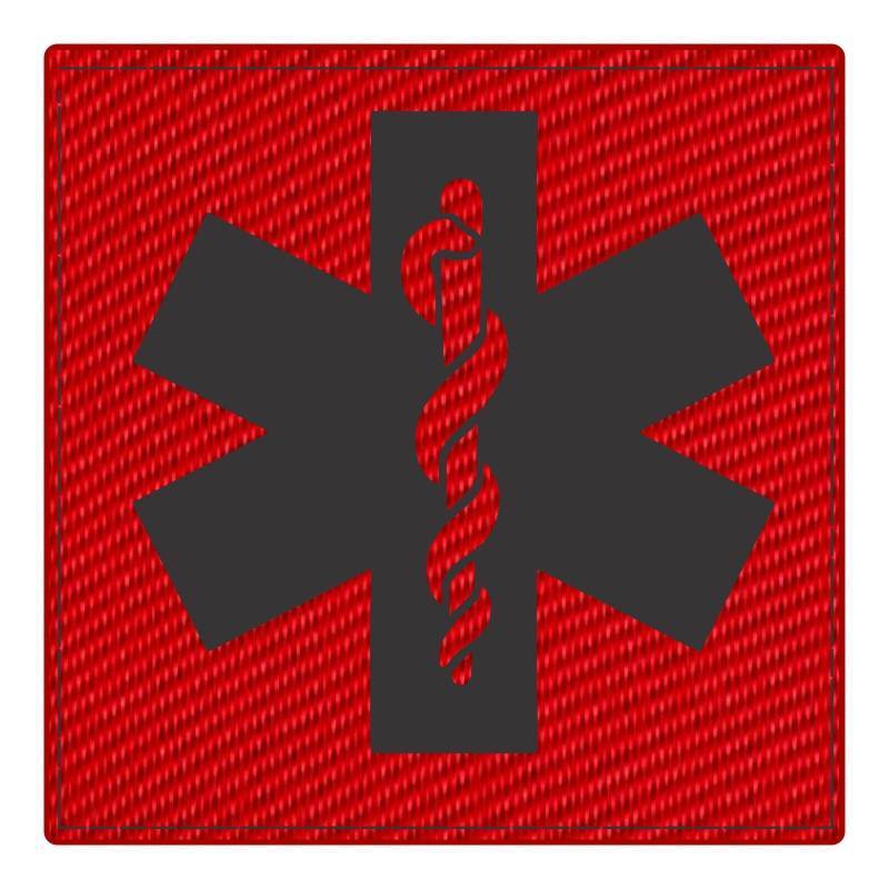 Star of Life Medical Patch 4x4 - Black Image - Red Backing - Hook Fabric - Click for larger image Star of Life Medical Patch 4x4 - Black Image - Red Backing - Hook Fabric