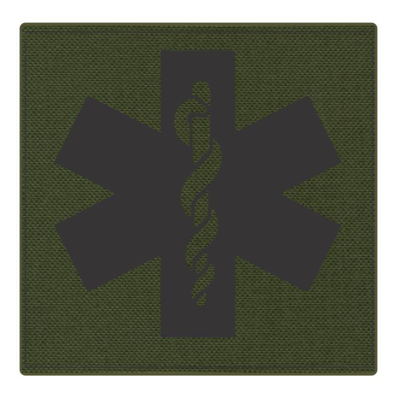 Star of Life Medical Patch 4x4 - Black Image - OD Green Backing - Hook Fabric - Click for larger image Star of Life Medical Patch 4x4 - Black Image - OD Green Backing - Hook Fabric