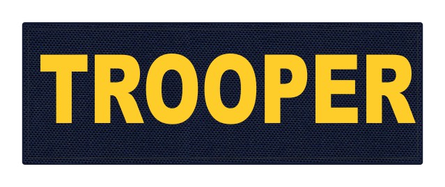 TROOPER ID Patch - 8.5x3.0 - Gold Lettering - Navy Backing - Hook Fabric - Click for larger image TROOPER ID Patch - 8.5x3.0 - Gold Lettering - Navy Backing - Hook Fabric