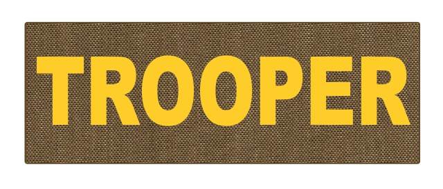 TROOPER ID Patch - 8.5x3.0 - Gold Lettering - Tan Backing - Hook Fabric - Click for larger image TROOPER ID Patch - 8.5x3.0 - Gold Lettering - Tan Backing - Hook Fabric