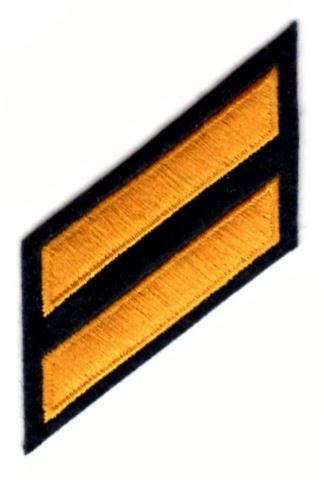 Uniform Service Hash Marks - Summer Gold on Midnight Navy Felt Backing - 2 Hashes - Click for larger image Uniform Service Hash Marks - Summer Gold on Midnight Navy Felt Backing - 2 Hashes
