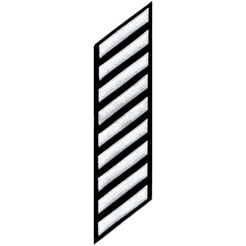 Uniform Service Hash Marks - White on Black Felt Backing - 9 Hashes - Click for larger image Uniform Service Hash Marks - White on Black Felt Backing - 9 Hashes
